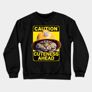 British Shorthair Cat Wearing Hardhat Crewneck Sweatshirt